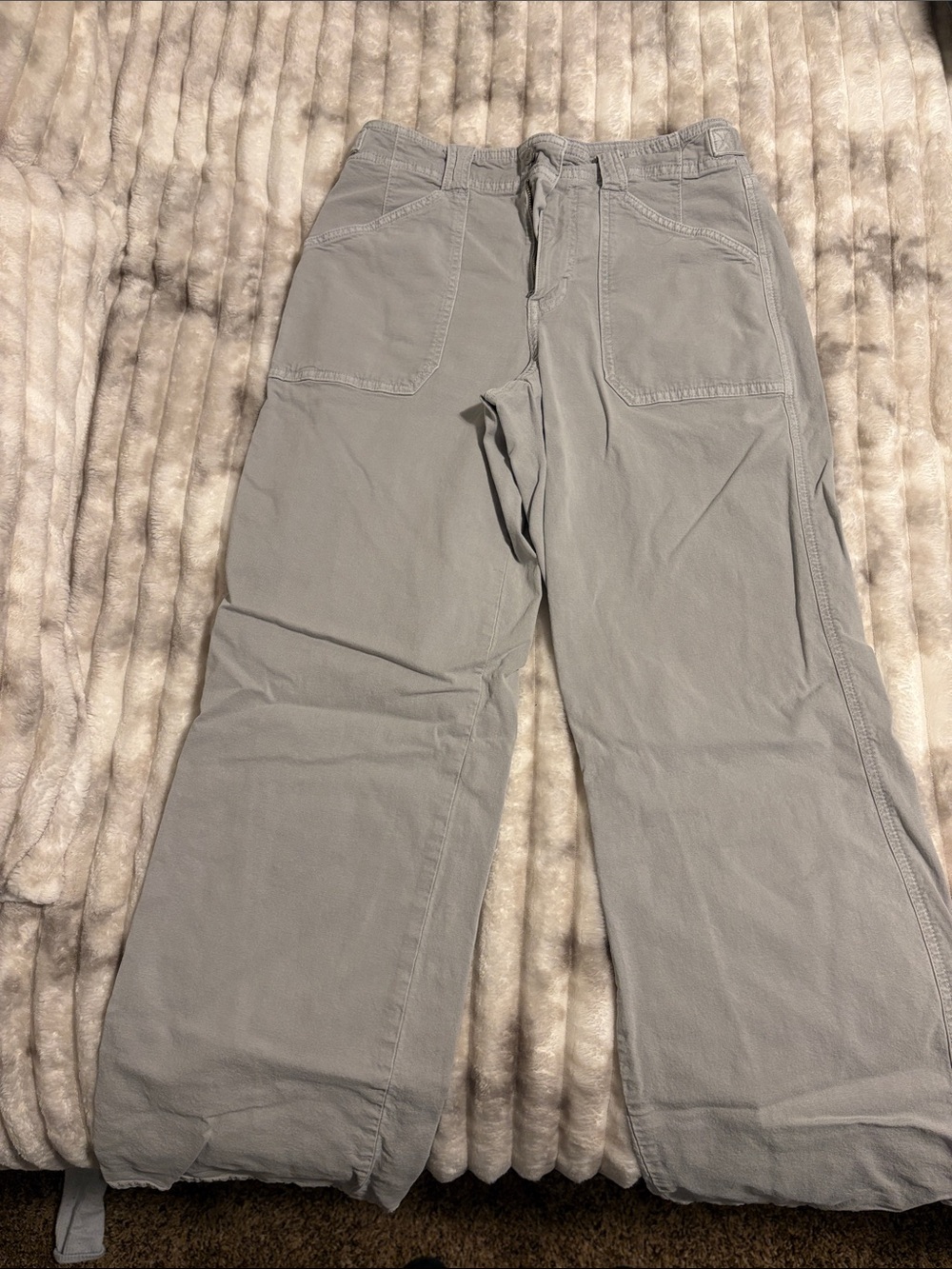 American Eagle Outfitters Women's Boot-Cut Utility Pants in Light Gray